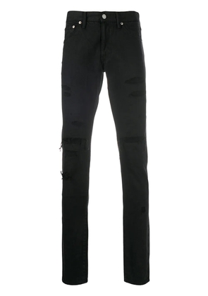 visvim distressed slim-fit jeans - Black