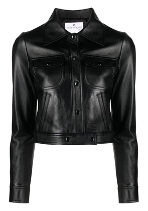 Courrèges cropped leather jacket - Black