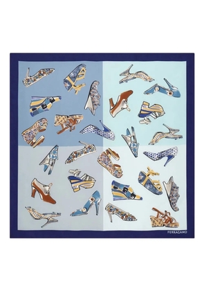 Ferragamo Genio print square scarf - Blue
