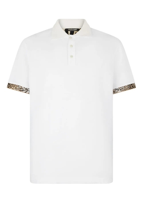 Roberto Cavalli leopard-print cuff polo shirt - White