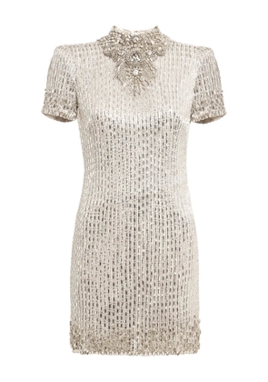 Jenny Packham Kitty sequin-embellished turtleneck mini dress - Silver