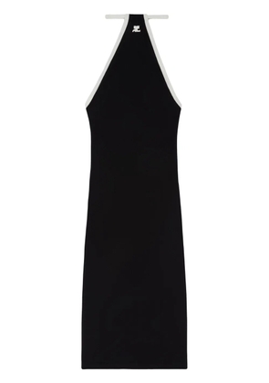 Courrèges logo-embroidered halterneck midi dress - Black