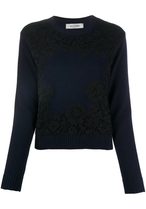 Valentino Garavani lace overlay jumper - Blue