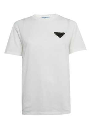 Prada Pre-Owned crystal-appliqué T-shirt - White