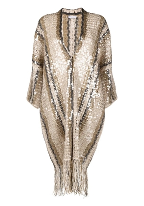 Brunello Cucinelli sequin-embellished knitted cardigan - Neutrals