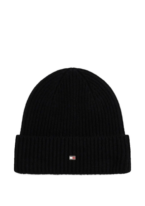 Tommy Hilfiger ribbed logo-plaque beanie - Black