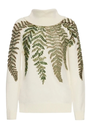 Oscar de la Renta crystal-embellished turtleneck sweater - Neutrals