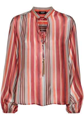 LIU JO tassel-detail striped blouse - Red