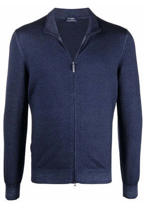 Barba zipped-up virgin wool cardigan - Blue