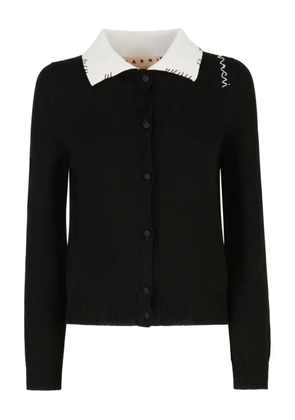 Marni logo-embroidered cotton cardigan - Black