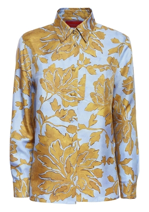 La DoubleJ floral-print silk shirt - Yellow