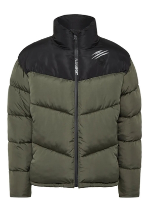 Plein Sport logo-patch puffer jacket - 65 MILITARY