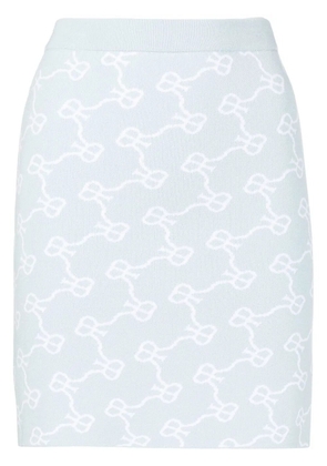 Rokh monogram-pattern knitted skirt - Blue
