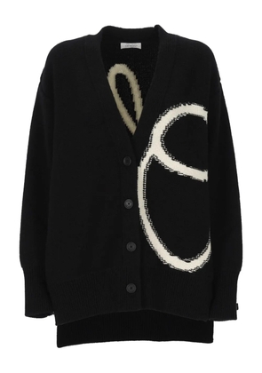 Off-White logo-intarsia wool cardigan - Black