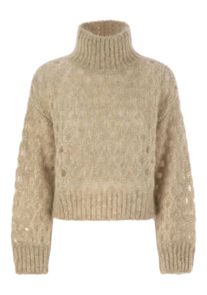 Brunello Cucinelli high-neck sequin-detail sweater - Neutrals