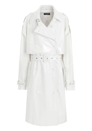 Dolce & Gabbana belted patent-finish trench coat - White