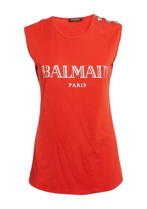 Balmain Pre-Owned 2023 logo-foil tank top - Orange