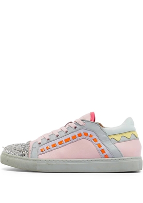 Sophia Webster Pre-owned glitter-embellished colour-block sneakers - Pink