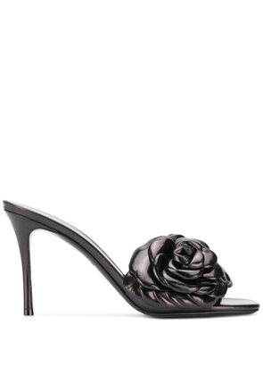 Valentino Garavani floral appliqué leather sandals - Black