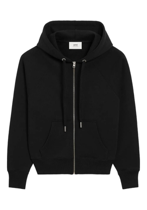 AMI Paris Ami de Coeur zip-up cotton hoodie - Black