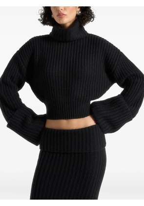 Manière De Voir Amaya roll-neck cuffed knit sweater - Black