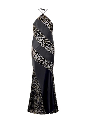 Roberto Cavalli animal-print halterneck dress - Z0309 black gold