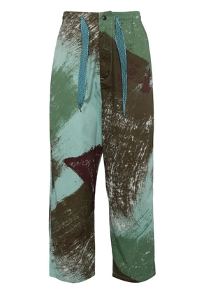 KAPITAL Combed Burberry Easy trousers - Green