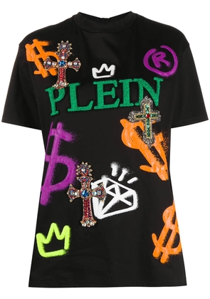 Philipp Plein baroque logo detail T-shirt - Black