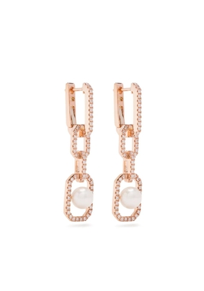 SHAY 18kt yellow gold diamond and pearl drop earrings