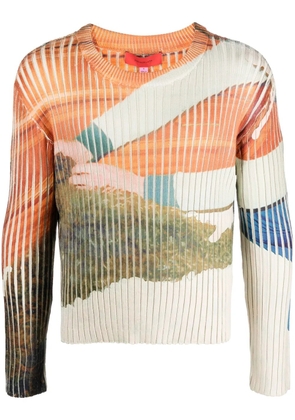 Eckhaus Latta graphic-print ribbed jumper - Orange