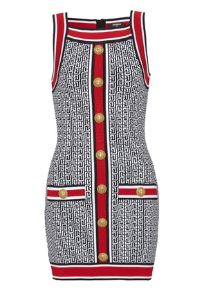 Balmain button-embellished monogram minidress - Red