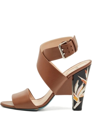 Fendi Pre-Owned leather printed-heel sandals - Brown
