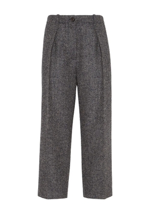 Brunello Cucinelli herringbone tweed pleated trousers - Blue