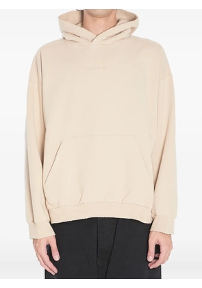 Balenciaga embroidered-logo fleece hoodie - Neutrals