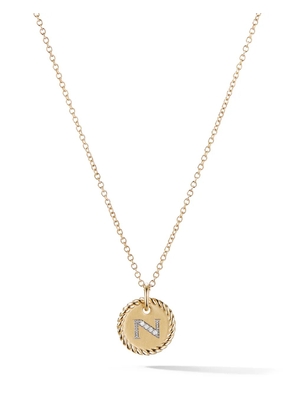 David Yurman 18kt yellow gold N Initial Charm diamond necklace