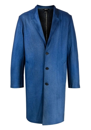 Avant Toi painted-effect merino-wool overcoat - Blue