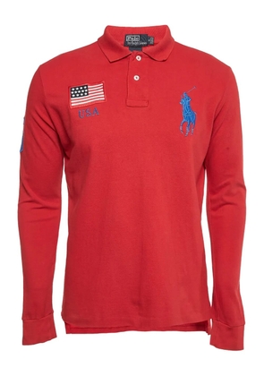 Polo Ralph Lauren Vintage pre-owned embroidered USA flag long-sleeve polo shirt