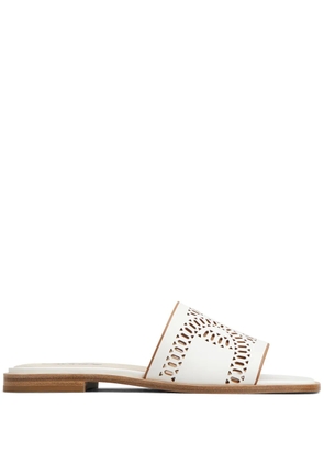 Tod's laser-cut leather sandals - White