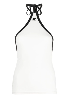 Courrèges embroidered-logo halterneck top - White