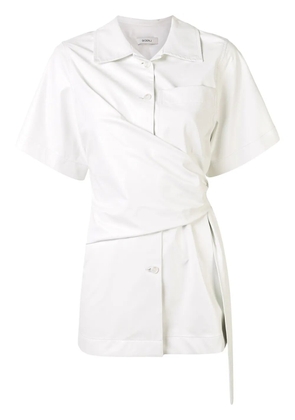 Goen.J knot-detail short sleeve shirt - White