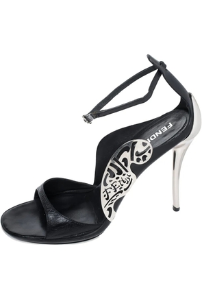 Fendi Pre-Owned metal-applique leather sandals - Black