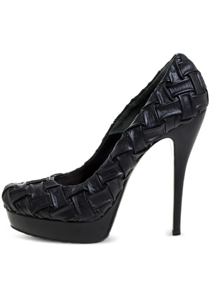 Loriblu Pre-Owned 145mm woven-leather pumps - Black