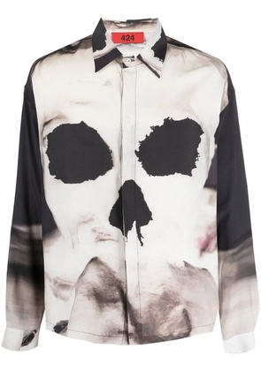424 skull-print long-sleeve shirt - Neutrals