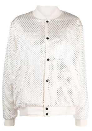 P.A.R.O.S.H. crystal-embellished button-up bomber jacket - Neutrals