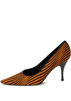 Sergio Rossi Vintage 100mm striped pony-hair pumps - Brown