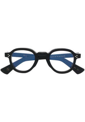 Lesca logo-print round-frame glasses - Black