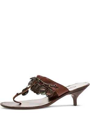 Oscar de la Renta Pre-Owned charm-detail leather sandals - Brown