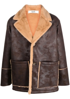 Séfr faux-shearling trim jacket - Brown