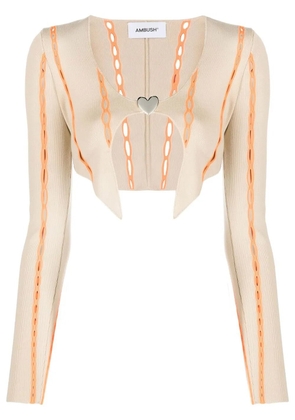 AMBUSH contrast-trim cropped cardigan - Neutrals