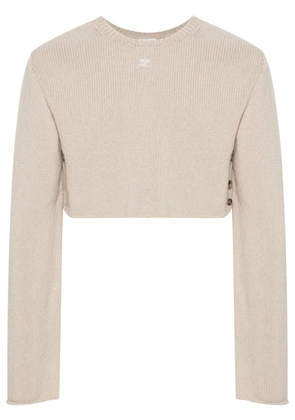 Courrèges cropped buttoned-slit jumper - Neutrals